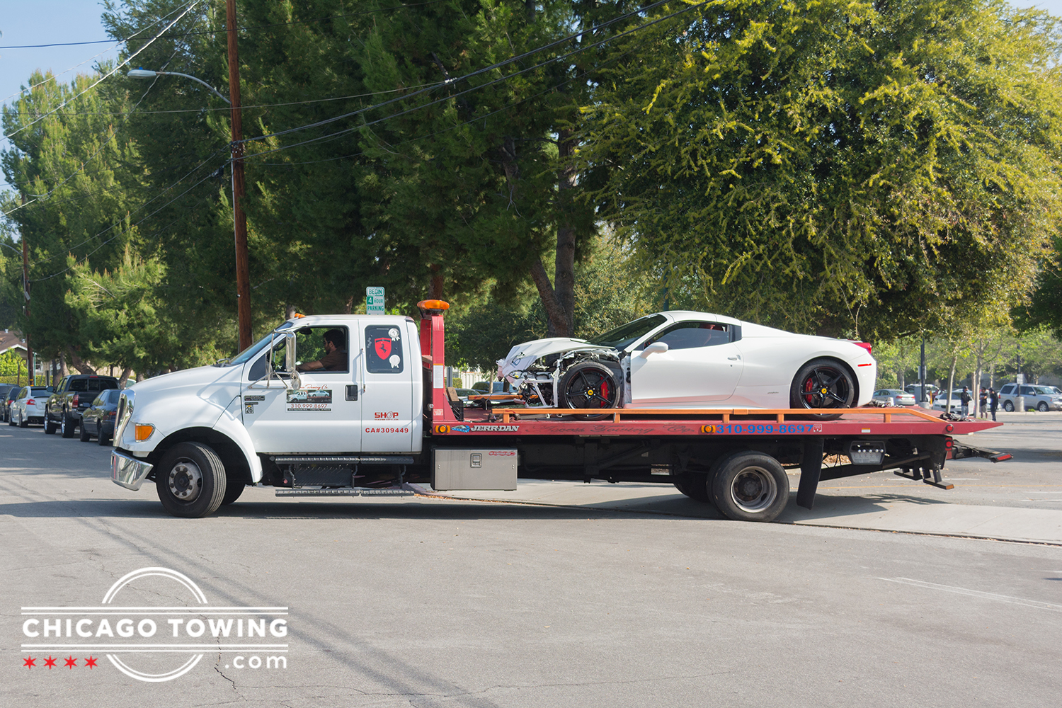 Ferrari 458 broken on tow truck - Towing Blog - Chicago Towing